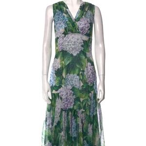 Dolce Gabbana Hydrangea Silk Midi Length Dress  IT46 NWOT